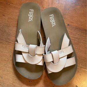 Flojos Womens Beige Woven Strap Slide Sandals Size 7